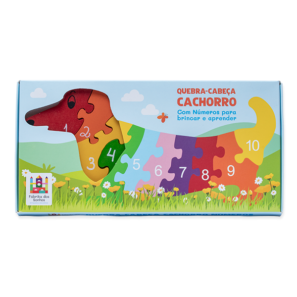 Quebra-cabeça cachorro - Brinquedo educativo de madeira