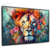 Quadro Decorativo - Leão floral efeito pintura cod0054