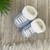 Sapatinho de Tricô para bebê Tênis - Azul e Branco