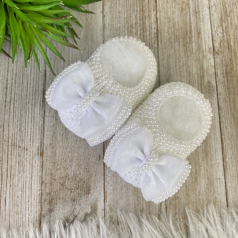 Conjunto de sapatinho de tricot rosê e faixinha trança para bebê - Flor de  Algodão Enxovais