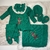 Saída Maternidade de Tricô Bouquet - Verde - Vestido Calça Luvinhas e Manta