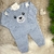 Conjunto de Tricô - Ursinho Carinhoso - Azul - Calça e Cardigã - - comprar online