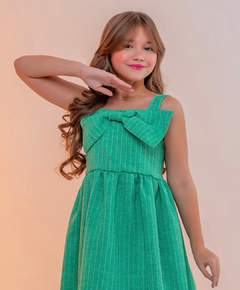 Vestido Verde Risca de Giz - comprar online