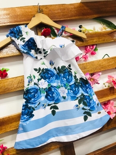 Vestido Blue Roses - Modelo Valentina PB