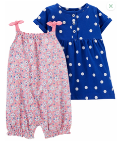 kit Romper Vestido Carters Floral Poá