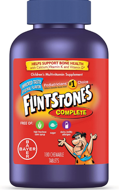 Vitaminas infantis para mastigar Flintstones, multivitamínico completo para crianças com ferro, cálcio, vitamina C, D 150 comp.