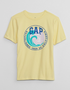 Camiseta Gap Amarela com Estampa de Ondas