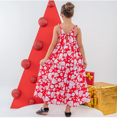 Vestido Longo Infantil Vermelho Floral - comprar online