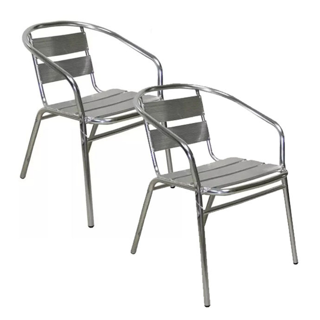 Set de 2 sillas de aluminio para exterior apilable