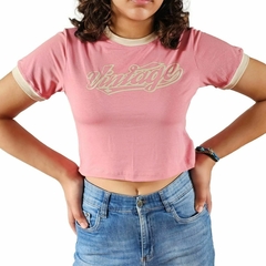 blusa babylook cropped vintage rosa para meninas infanti juvenil - comprar online