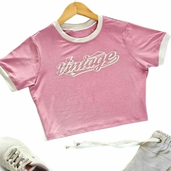 blusa babylook cropped vintage rosa para meninas infanti juvenil