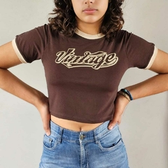 blusa cropped vintage marrom - comprar online