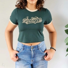 blusa cropped vintage verde - comprar online