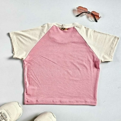 blusa cropped raglã rosa infantil juvenil - (cópia) - (cópia) na internet