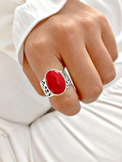 ANILLO CORAL OVALADO - PL