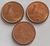 Lote com 3 moedas de 1 centavo de real : 2001, 2002 e 2004