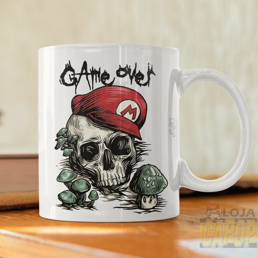 Caneca Xicara Gamer com Frase É Muito Game Over pra Uma Vida