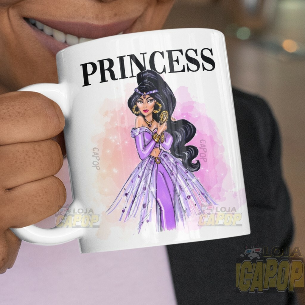 Caneca da Coleção Princesa Jasmine para personalizar o nome em