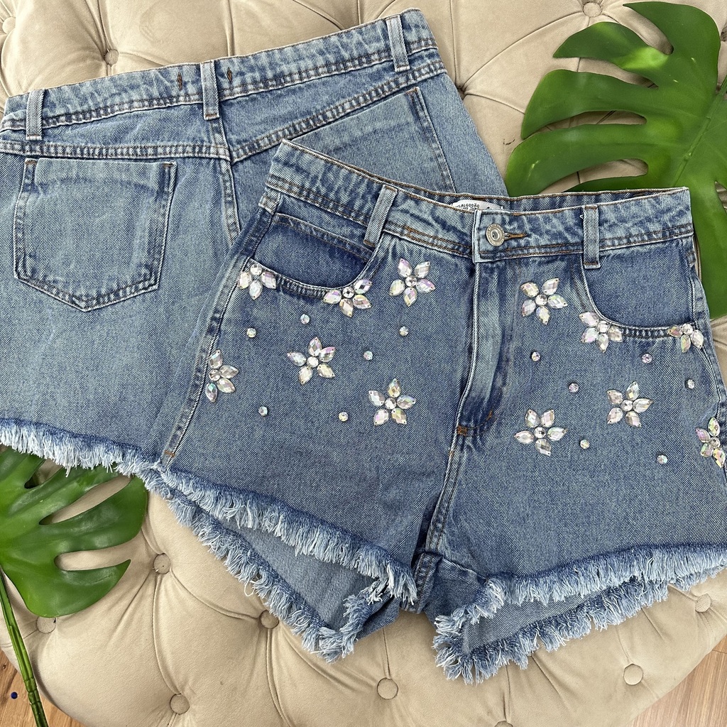 Short jeans sale pedraria