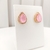 Conjunto colar e brinco de pedra gota rosa com zirconias banhado a ouro 18k - loja online