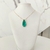 Colar festa com gota pedra verde tiffany banhado a ouro 18k