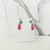 Brinco festa ear cuff mini pedras quadradas prata e verde tiffany com gota pink banhado a ouro