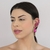 Brinco ear cuff festa cristais rosa pink com gota rosa pink, banhado a ouro