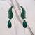 Brinco ear cuff festa verde esmeralda com gota banhado a ouro