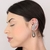 Brinco ear cuff festa cristais prata com gota grafite banhado a prata