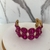 Bracelete largo com pedras e cristais e pink, banhado a ouro - sob encomenda - Vi Semi joias