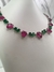 Conjunto de colar e brinco de pedras no fúcsia com verde esmeralda - Vi Semi joias
