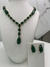 conjunto de colar e brinco pedras gota verde esmeralda alongado banhado a ouro - comprar online
