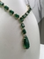 conjunto de colar e brinco pedras gota verde esmeralda alongado banhado a ouro - Vi Semi joias