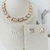 Conjunto colar e brinco de pedra quadrada grande banhado a ouro 18k - comprar online