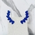 Brinco ear cuff festa folha com pedras e cristais azuis banhado a ródio negro - comprar online
