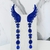 Brinco ear cuff festa asa cristais azul bic banhado a ródio negro - comprar online