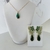 Conjunto pedra natural de colar e brinco no verde esmeralda e verde claro com zirconias, banhado a ouro 18k