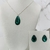 Conjunto colar e brinco gota verde esmeralda em prata 70 - comprar online
