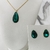 Conjunto festa gota verde com cristais banhado a ouro - comprar online
