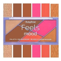 HB7528x6 Display de paletas de iluminadores, rubores y bronzer FEELS MOOD - RUBY ROSE - comprar online