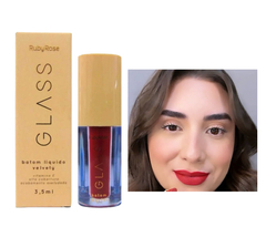 (HB578-BG08) Labial Liquido Glass Velvety TONO BG08- Ruby Rose