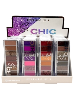 (CS3251-4) Paleta de Sombras+Glitter SO CHIC TONO 4 - PINK 21 - Mibú Makeup