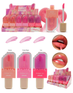 (CS3716-3) Gloss SWEET KISSES TONO 3 - PINK 21 - Mibú Makeup
