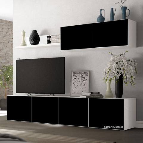 Mesa Tv Rack Moderno Melamina Modular Santa Fe Factory Muebles