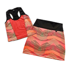 Conjunto Top + Pollera con Microshort Naranja Talle L