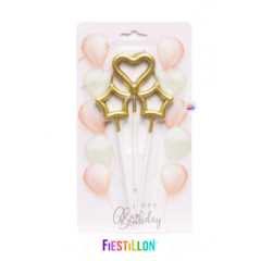 VELAS MINI CORAZON + ESTRELLAS - FIESTILLON