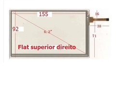 Tela Touch Screen 6.2 Central Multimídia 155*92 Flat Superior Lado Direito