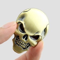 Adesivo Emblema Carro Moto Caveira Crânio Metal 3d Bronze - comprar online