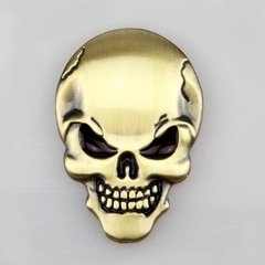 4 Adesivos Emblema Carro Moto Caveira Crânio Metal 3d Bronze