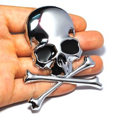 Emblema Adesivo Caveira Grande Skull 3d Carro Moto Metal - loja online